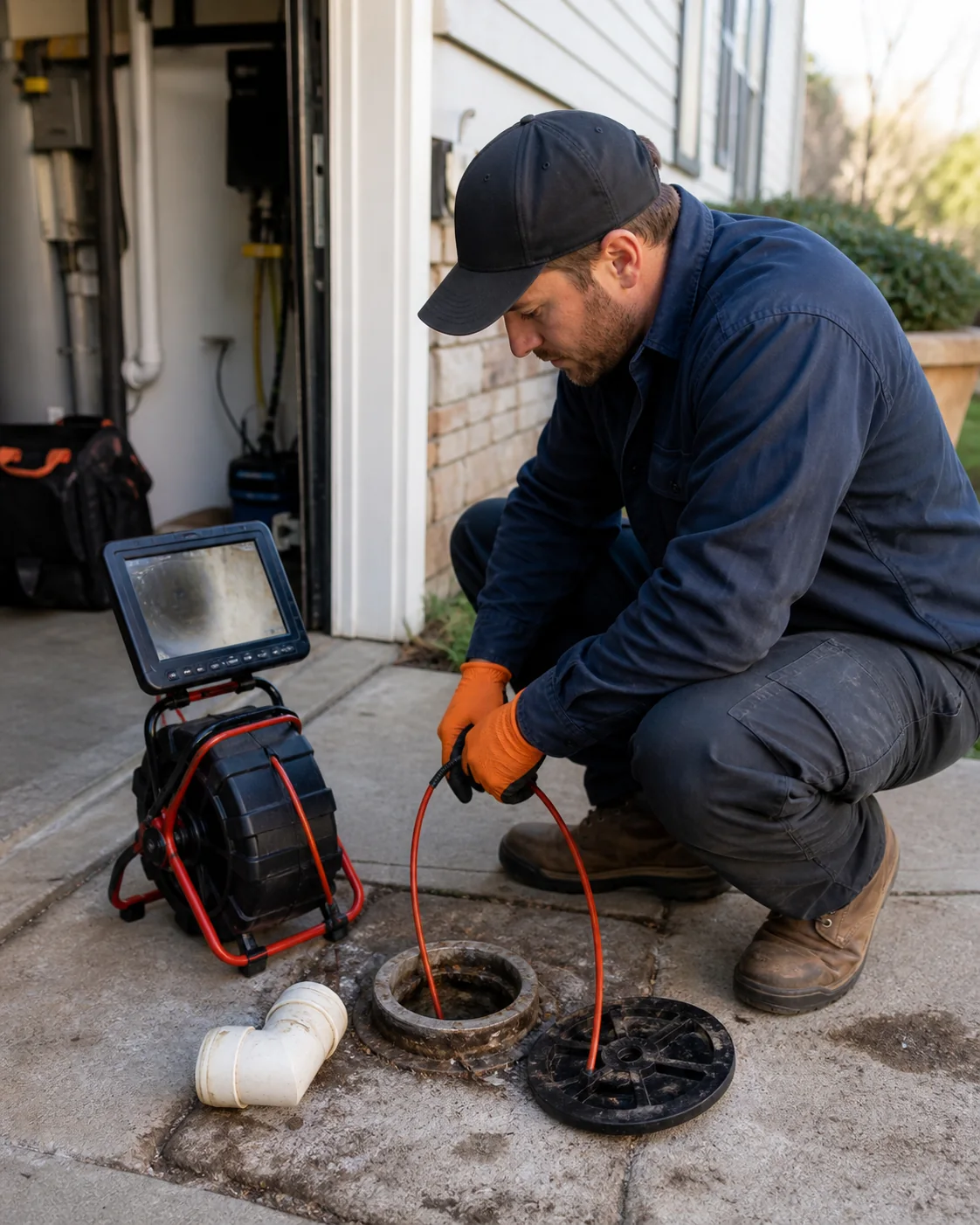 Plumbing tools and pipe repair setup